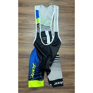 Zoot Men's LTD Cycling Bib Shorts Triathalon Padded Black Blue Neon Sz L